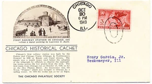 US 1949 Railroad Event Cover First Railway Station Chicago Illinois Centennial C - Picture 1 of 1