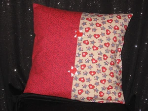 Handmade Throw Pillow Cover - 14" - Stars and Hearts - Multi color - Picture 1 of 2