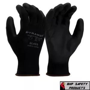 Ultra-Thin Black Work Gloves Polyurethane Palm Coated Nylon Shell GL406 12 Pairs - Picture 1 of 1