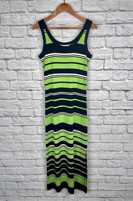 EXCLUSIVELY MISOOK Women's Black Green Stripe Sleeveless Sheath Maxi Dress XS - Image 1 of 4