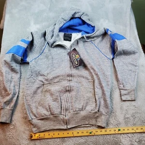 VTG Fruit Loom Hoodie Mens XL Gray Blue Trim Y2K Grunge Skater Made in Romania - Picture 1 of 10