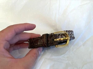 $995 Cinturón tejido Tom Ford con extremos de cuero de cocodrilo marrón talla 90 - Imagen 1 de 7
