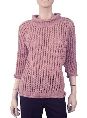 Suéter CALYPSO St. BARTH Grueso Orquídea Tejido Abierto Lana Merino Borde Enrollado S Foto 1 de 3