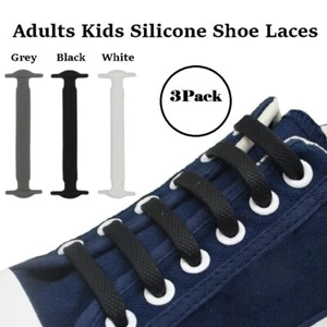 Lacci per scarpe elastici in silicone senza lacci per bambini adulti confezione da 3 lacci in gomma facili pigri UK - Foto 1 di 8