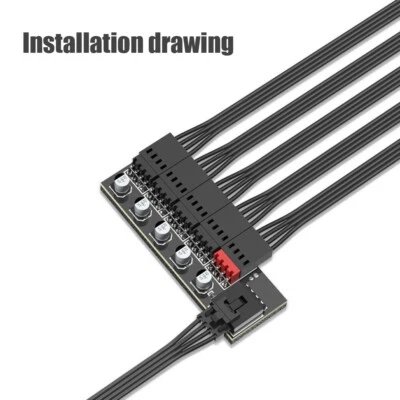 PC Fan Hub Splitter Speed 5 Port Controller Adapter Kit For 4 Pins PWM Coolings. - Image 1 of 4