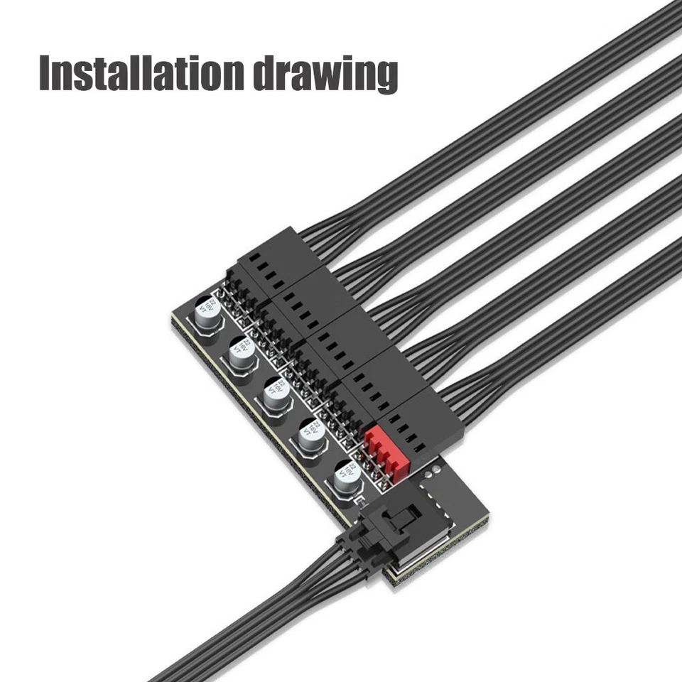 PC Fan Hub Splitter Speed 5 Port Controller Adapter Kit For 4 Pins PWM Coolings. - Image 1 of 4