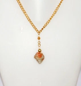Collar de piedra solar cruda enchapado en oro de 17 pulgadas Oregon Sunstone collar - Imagen 1 de 3