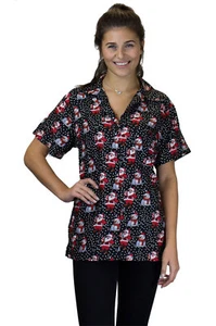 Funky Hawaiihemd Weihnachtsbluse Santa Likes Schwarz Christmas Unisex - Bild 1 von 6