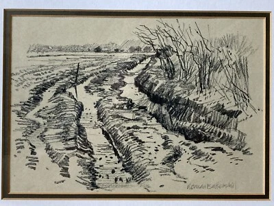 Norman Battershill RBA Dibujo Reino Unido Antiguo Firmado Foto 1 de 4