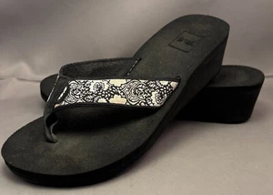 Teva Mush Mandalyn Damen-Sandalen Keilabsatz schwarz-weiß US-Größe 8 EUR 39 1000093B - Bild 1 von 10