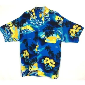 Vintage Koman Sport Hawaiian Colorful Casual Shirt Mens XL Blue Island Surfer - Picture 1 of 8