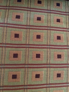 Green Gold Burgundy Square Print Upholstery Fabric By the Yard  (R341-RK17) - Picture 1 of 3