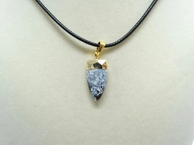 Gold Leafed Dendritic Opal Faceted Point Focal Pendant Necklace - Image 1 of 3