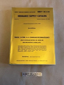 ORD-9-G503-45 Lista de todas las piezas Artillería Suministro Willys MB Ford GPW Manual - Imagen 1 de 1