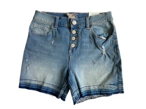 Justice Girls Cut Off Jean Shorts Size 16 Stretch Denim Distressed Camp School - Picture 1 of 9