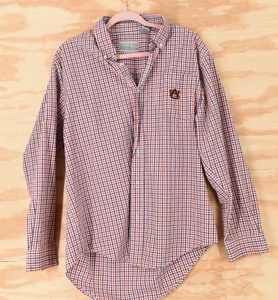 Auburn Tigers Plaid L/S Bottone Down Campus Specialties Uomo Large Arancione/Navy - Foto 1 di 10