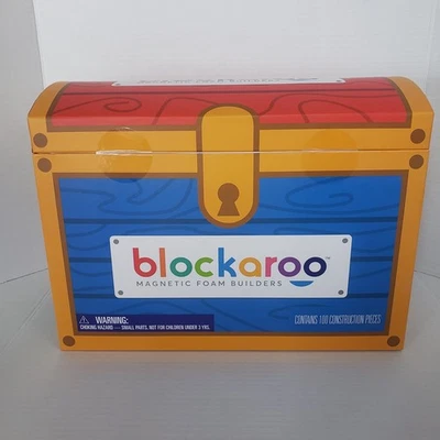 NEW Blockaroo Magnetic Foam Building Blocks 100 Piece Set with Storage Chest,.. - Image 1 of 4