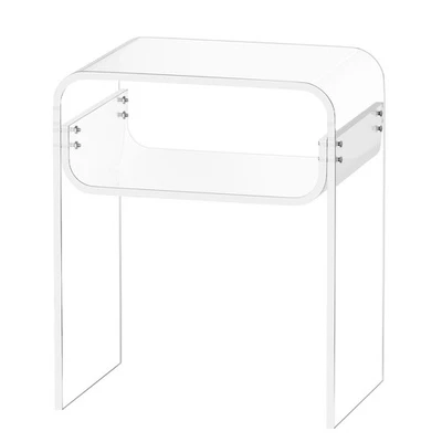 Uimoso Acrylic Side Table with 2 Tiers and Storage Shelf for Modern Spaces - Image 1 of 4