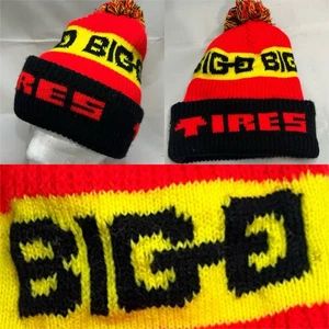 Vtg Big O Tires Hat Pom Beanie Toque Tire Shop Company Logo Knit Winter Cap - Picture 1 of 9