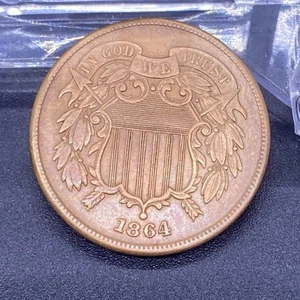 Sharp! 🚨1864 Two Cent Piece United States Coin Very Clear 2 Cents America - Picture 1 of 6