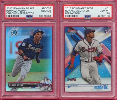 PSA 10 Ronald Acuna Jr. RC 2017 Bowman Draft Chrome Refractor 2018 Bowman's Best Foto 1 de 2