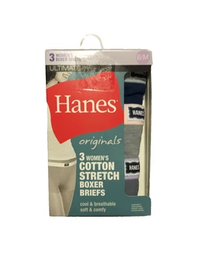 Hanes Ultimate Originals 3 pares de calzoncillos boxer suaves y cómodos para mujer talla 6/M nuevos en caja Foto 1 de 2