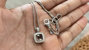 David Yurman Petite Albion Pendant Necklace Morganite & Diamonds - Picture 1 of 3