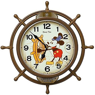 Seiko Wall Clock Analog Mickey Mouse FW583A Steamboat Willie Disney Brown - Image 1 of 4