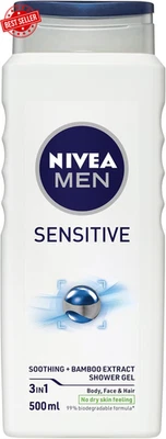 MEN Sensitive Shower Gel and Body Wash 500Ml | with Bamboo Extract | 3 in 1: for - image 1 of 4