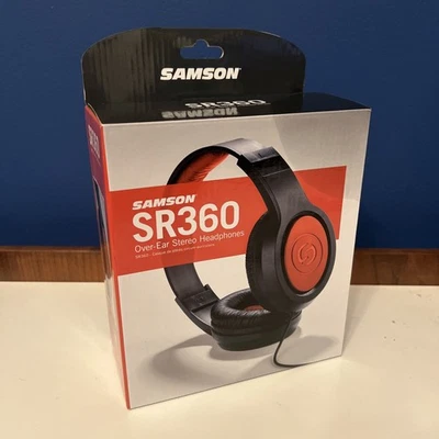 Samson SR360 Over Ear Dynamic Stereo Headphones Padded Headset Wired - RED, NEW - Image 1 of 4