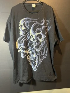 CAMISA NEGRA CALAVERAS FLAMING VINTAGE PARA HOMBRE TALLA 3XL CALAVERAS AZULES Y2K JESSE PINKMAN - Imagen 1 de 10