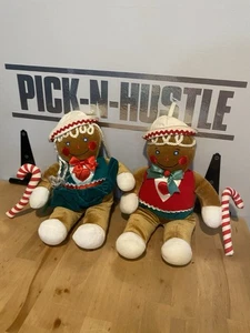 VTG Target Gingerbread plush CHRISTMAS Boy & Girl 1990 SET of 2 holiday fun 14" - Picture 1 of 8