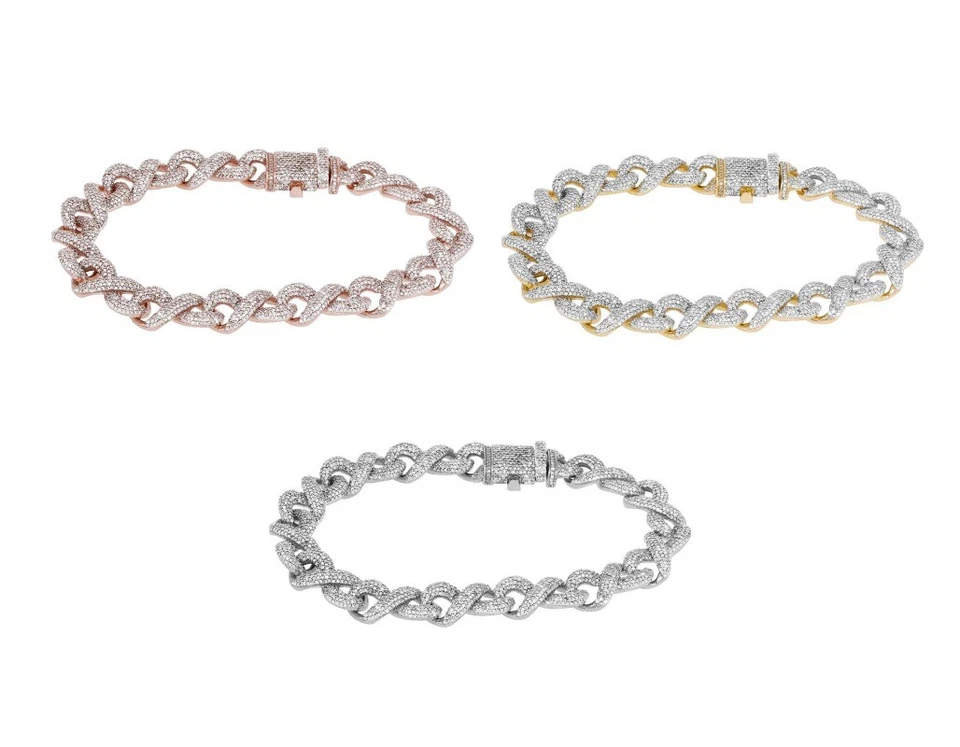 Brazalete Cubano Diamante Real 6 1/5 CT Infinity Link Oro 10K 10mm 8" Foto 1 de 4