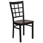 Flash Furniture Series Black Window Back Metal Restaurant Chair Mahogany Wood