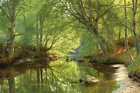 Art Giclee Printed Oil Painting Print Creek in the summer forest Canvas