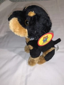Rottweiler Dog Plush Stuff Animal Toy Network Black Brown Spike Collar 11.5 New - Picture 1 of 12