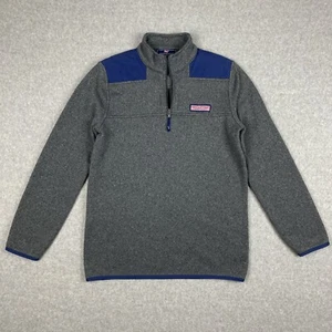 Vineyard Vines Girls 1/4 Zip Fleece Pullover Jacket Sweatshirt XL 18 Gray Blue - Picture 1 of 16