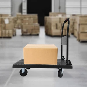 Camión plataforma/carrito de transporte - plegable - máx. capacidad de carga 400kg - BlACK - Imagen 1 de 8