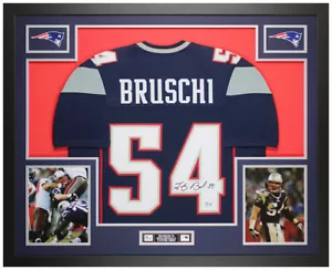 Tedy Bruschi Autographed & Framed Blue New England Jersey Auto Beckett COA - Picture 1 of 5