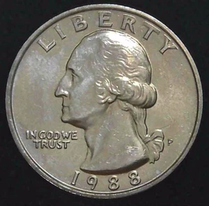 1988-P 25C Washington Quarter Uncirculated CN Clad 25oc0606 - Picture 1 of 2