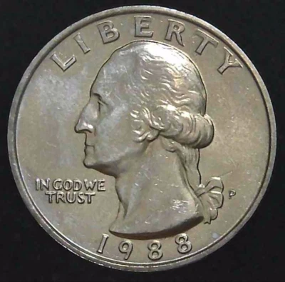 1988-P 25C Washington Quarter Uncirculated CN Clad 25oc0606 - Image 1 of 2