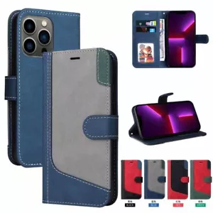 For iPhone 13 12 11 Pro XS XR SE 6s 7 8 Plus Wallet Card Slot Leather Case Cover - Picture 1 of 37