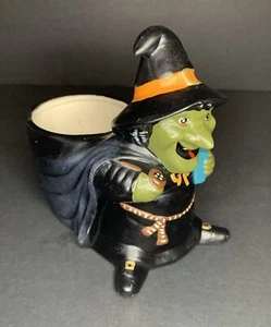 Vintage Ceramic Witch Planter Halloween Decor 1992 Geerlings Greenhouses 6” Long - Picture 1 of 15