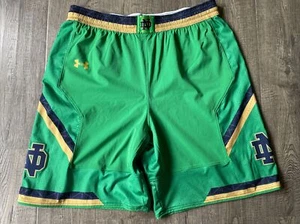Authentic Game Worn Notre Dame Irish Basketball Shorts Under Armour GREEN RARE - Picture 1 of 9