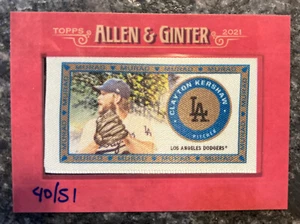 Topps Allen And Ginter Clayton Kershaw Murad Cloth Base SSP/51 LA - Bild 1 von 2