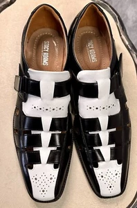 Stacy Adam’s Men’s Calax Fisherman Sandal Loafer Black/White Size 10.5 - Picture 1 of 10