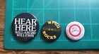 3 Vintage WILL AM RADIO Pinback Buttons AM FM Rock Pop Music Great for Crafting