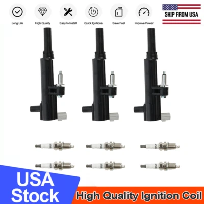 3pcs ignition coils UF640+6pcs Iridium Spark Plugs 7100 for 2009-10 Dodge Dakota Foto 1 de 4