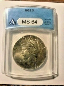 1926-P Silver Peace Dollar ANACS MS 64 #13174 - Picture 1 of 6