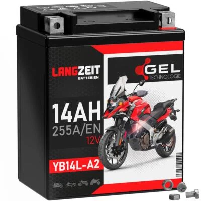 Langzeit YB14L-A2 Motorradbatterie GEL 12V 14Ah 51411 FB14L-A2 CB14L-A2 12N14-3A - Bild 1 von 4